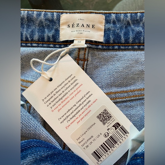 NWT Sezane Despina Jean Midi Skirt Front Slit Light Blue Sz 38/US 6 - Picture 5 of 5